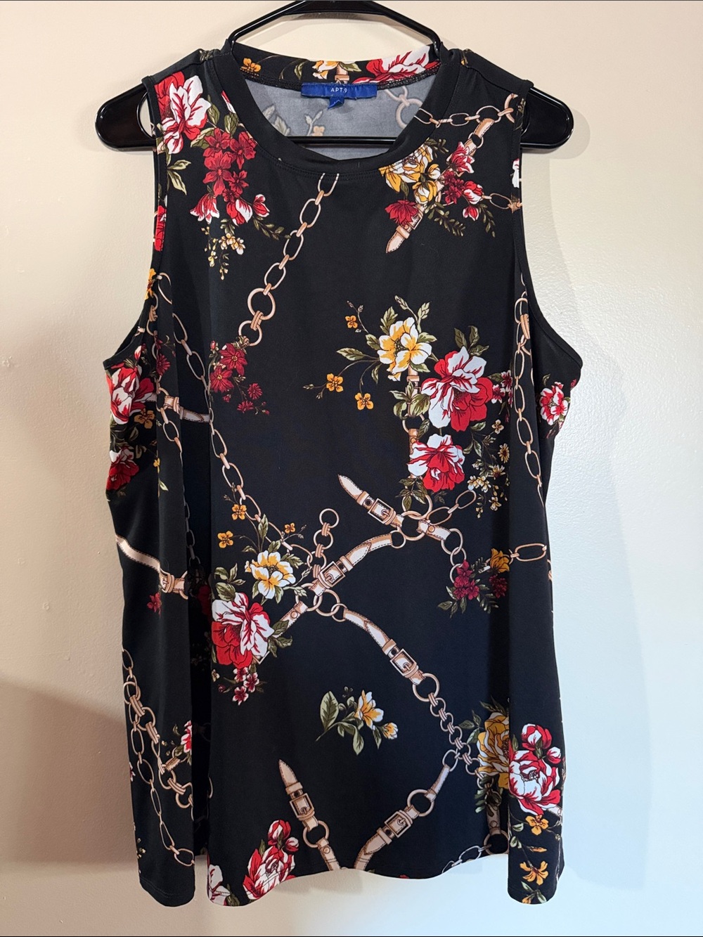 Apt. 9 Black Floral & Chain-Print Sleeveless Tank